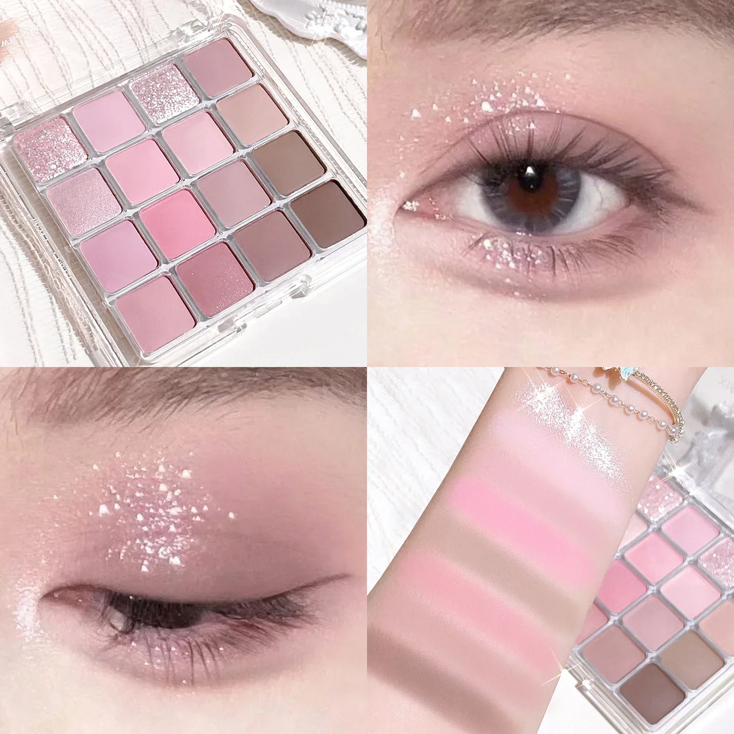 16-Color Sunset Magic Eye Shadow Plate Pearl Matte Earth Color Rainbow Color Eye Shadow Plate Korean High-Quality