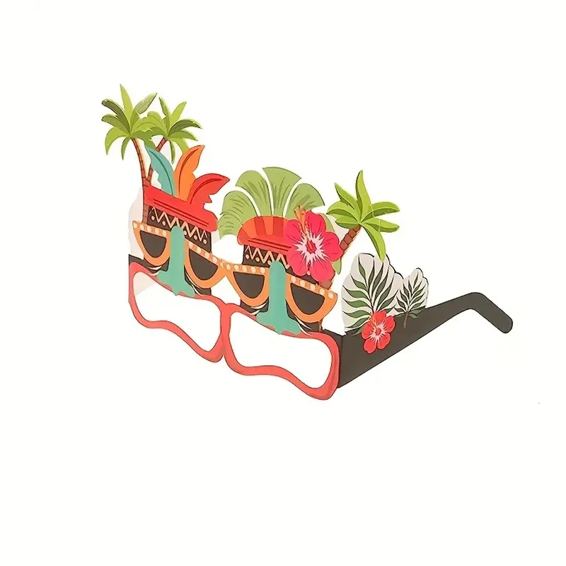 8 stücke Bunte Gläser Tropical Luau Party Hawaiian Gläser Kokospalme Strand Muster Sommer Party Gefälligkeiten Papier Gläser – Detail 2