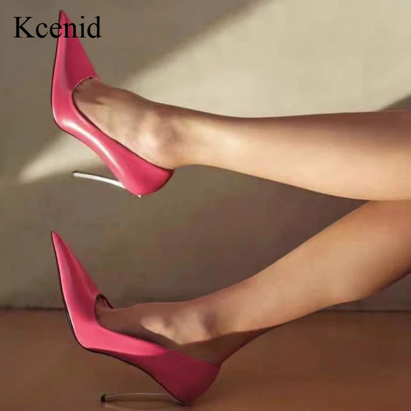 

Kcenid New Sexy Patent Leather Roman Shoes Metal Thin High Heels Pointed Toe Pumps Ladies Party Wedding Women's Shoes Spring