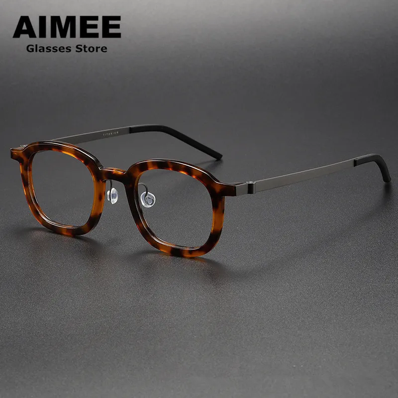 

Denmark Brand Square Titanium Acetate Glasses Frame Men Women Ultralight Prescription Eyeglasses Optical Blue Light Spectacles