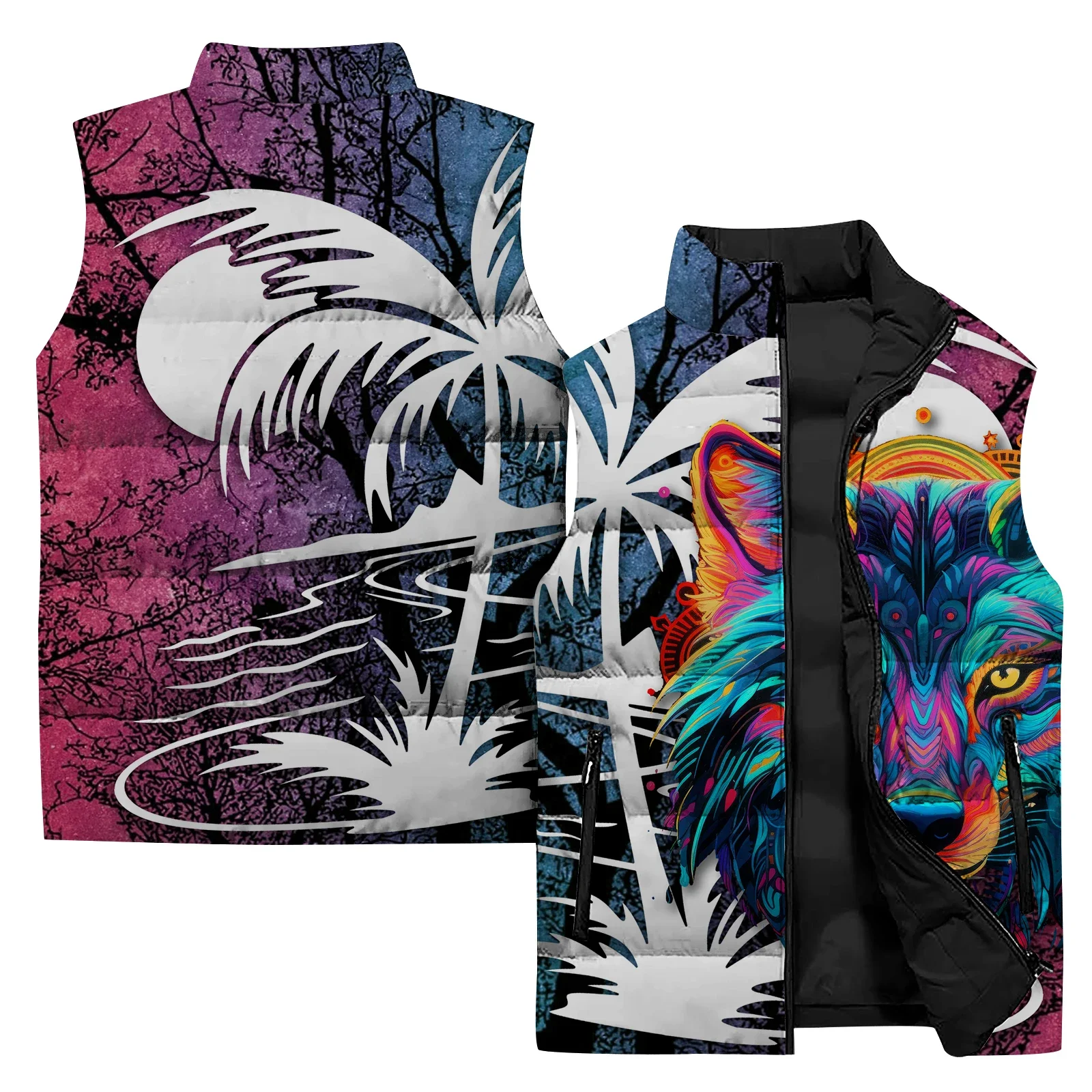thumbnail image 1 of Ropa de hombre moderna y cómoda con estampado de tigre elegante que te mantiene abrigado y a raya el frío Chalecos de viento frío para hombres Chalecos para hombre, 1 of 5