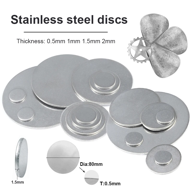 Stainless Steel Disc 304 Stainless Steel Round Plate Diameter 50mm-100mm Thickness 0.5~2mm Metal Flat Gasket Disc 1PCS