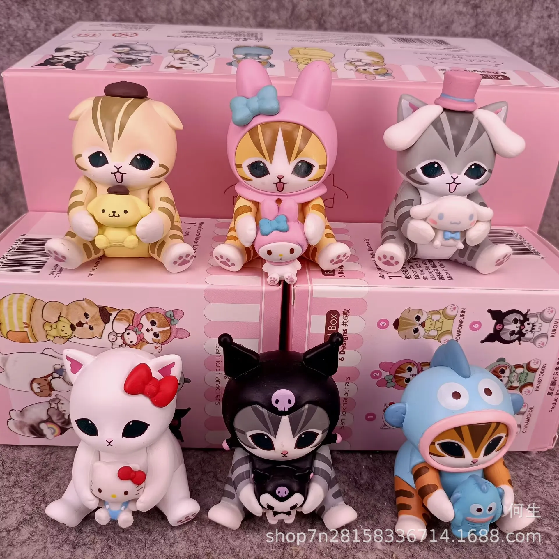 Kawaii 귀여운 Mofusands cos Sanrio 사랑스러운 캐릭터 헬로 키티 마이 멜로디 미스터리 블라인드 박스 선물 장난감 모델 애니메이션 피규어 수집