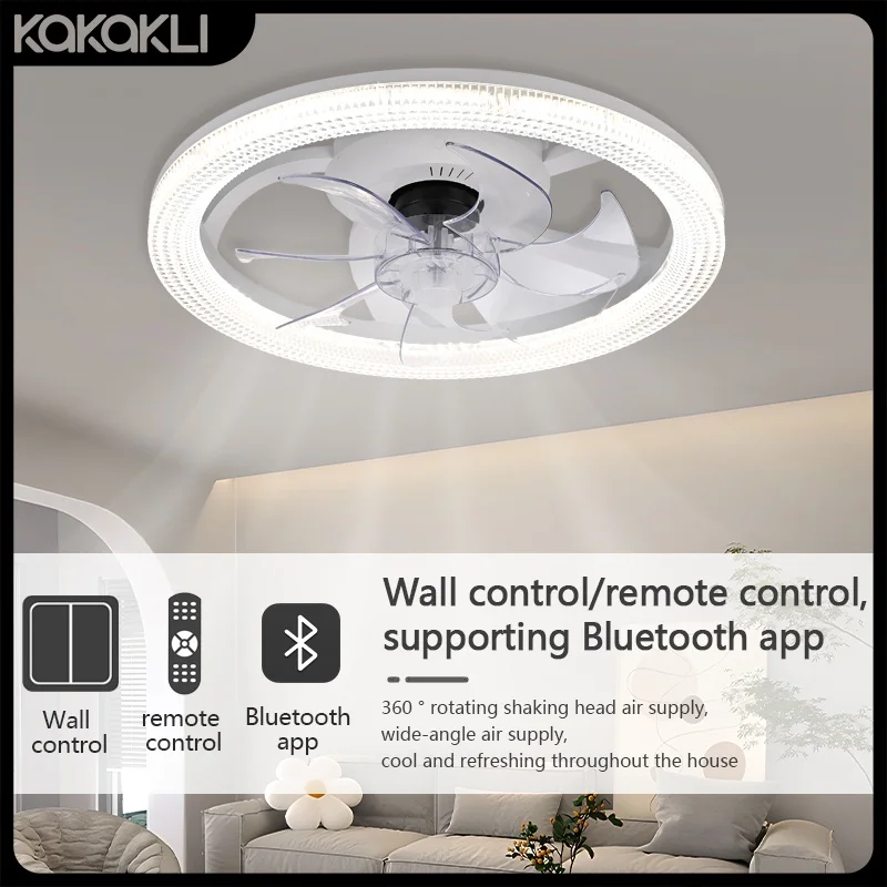 New LED Ceiling Fan Light Modern APP Remote Control Dimming 6-speed Home Electric Fan Living Room Dining Room Bedroom Lamp