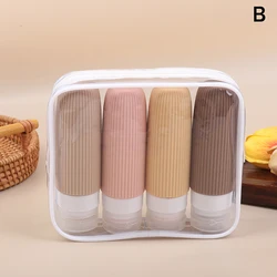 Set of 4 Leak - Proof Silicone Travel Bottles with Clear Toiletry Bag (B)