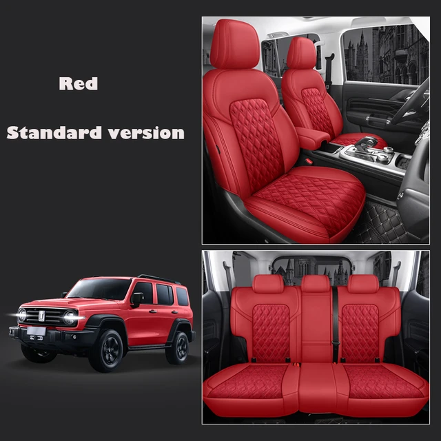 Alcantara combinat cu piele ecologică – Fir roșu - Auto Seat Covers