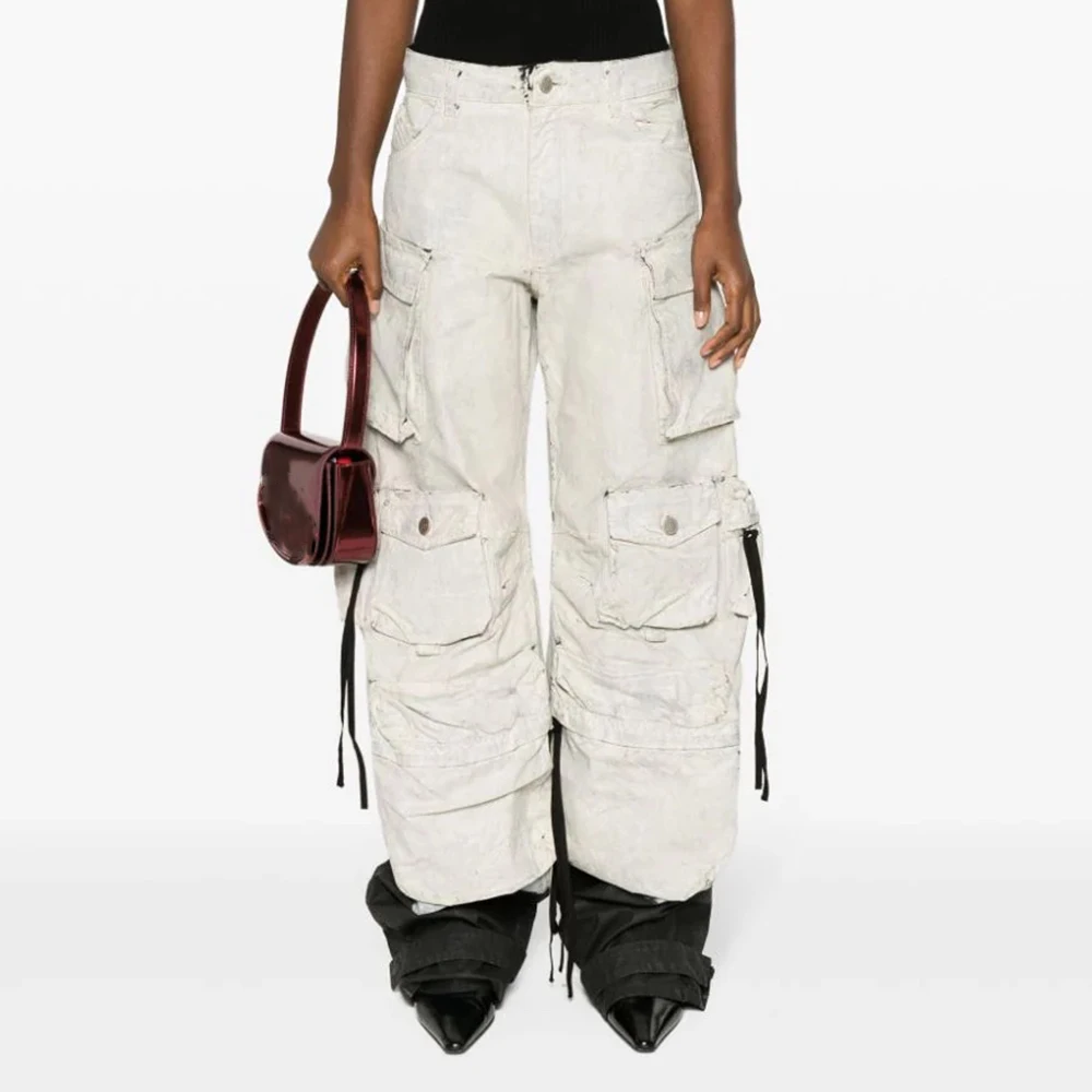 

Women's Colorful Vintage Wash Jeans, Brushed Paint, Multi-Pockets, High Quality Cotton Straight Pants,Spring,Summer,New,Y2k,2024