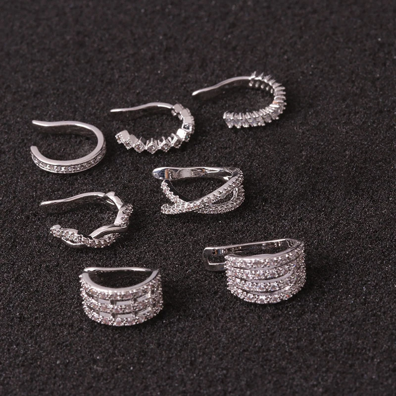 Fashion 1pc Ear Clips without Piercing Cz Ear Cuff Conch Earrings for Women Girls Cartilage Helix Conch Fake Piercing Jewelry 4