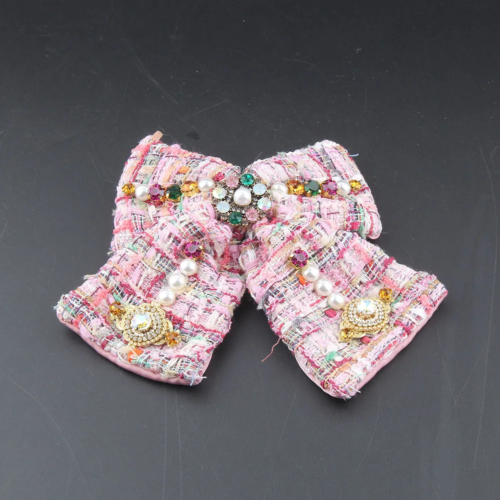 New Fashion Color Fabric Pearl Rhinrhinedhair Clip Bracelet Set Ladies Street Photo Highlights Hair Clip474 2