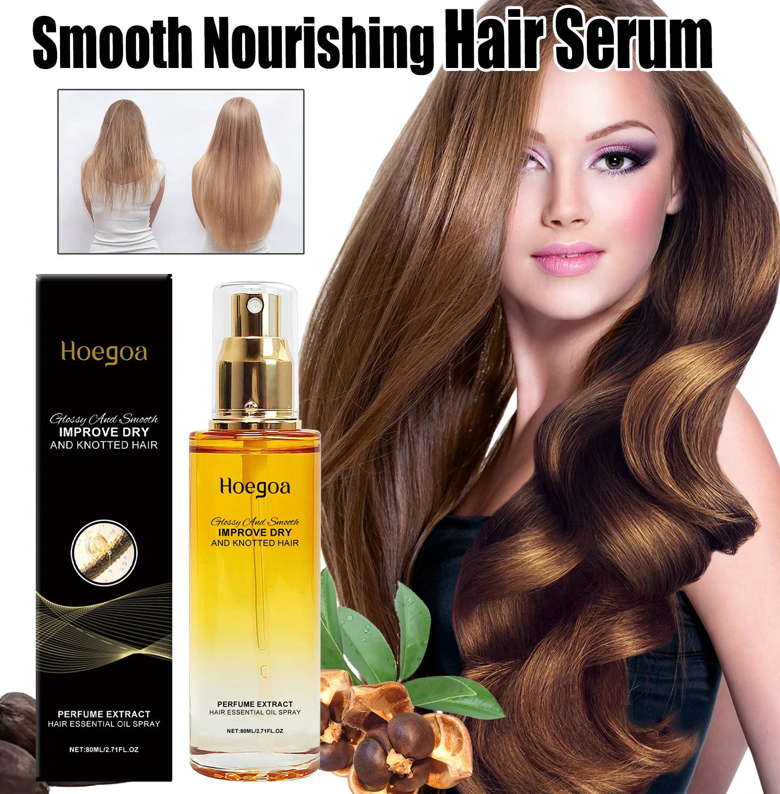 Lightweight Hair Smoothing Oil With Avocado Camellia Jojoba Oil For Frizz Control Shine Non Greasy Daily Care Spray Type