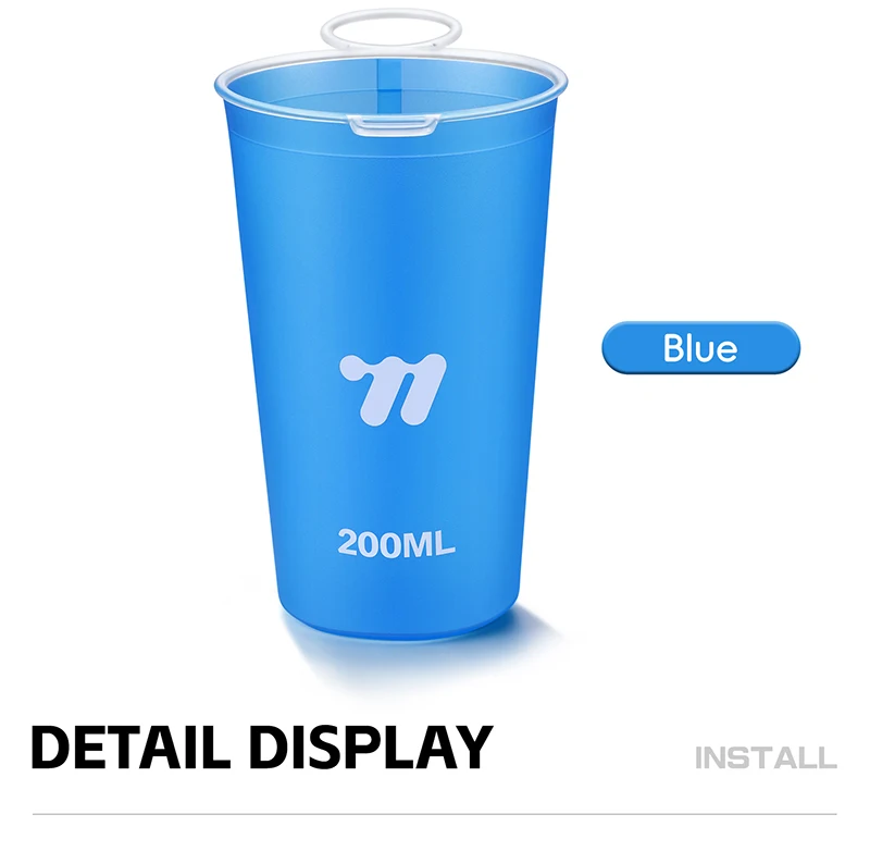 WEST BIKING Zusammenklappbare Weiche Wasserflasche 200ML TPU BPA-frei Ultraleicht 10g Auslaufsicher mit Aufhängeöse Fahrradflasche für Radfahren und Wandern – Detail 15