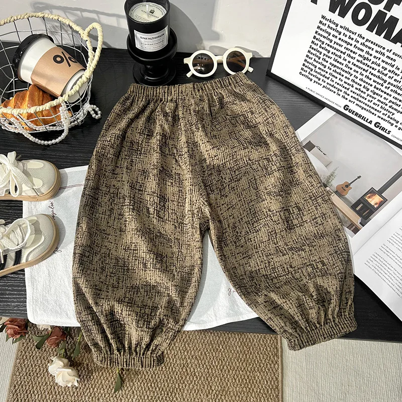 Frühlingsbedruckte Freizeit-Sweatpants 1-7 Jahre Kinder Mädchen Jungen Cordhose Lockeres Ballonbein-Design Weiche Kinderhose Kleidung – Detail 6