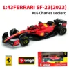 Bburago 1:43 2023 Ferrari SF23 Monza #16 #55 F1 Racing Formula Car Static Simulation Diecast Alloy Model Car 1