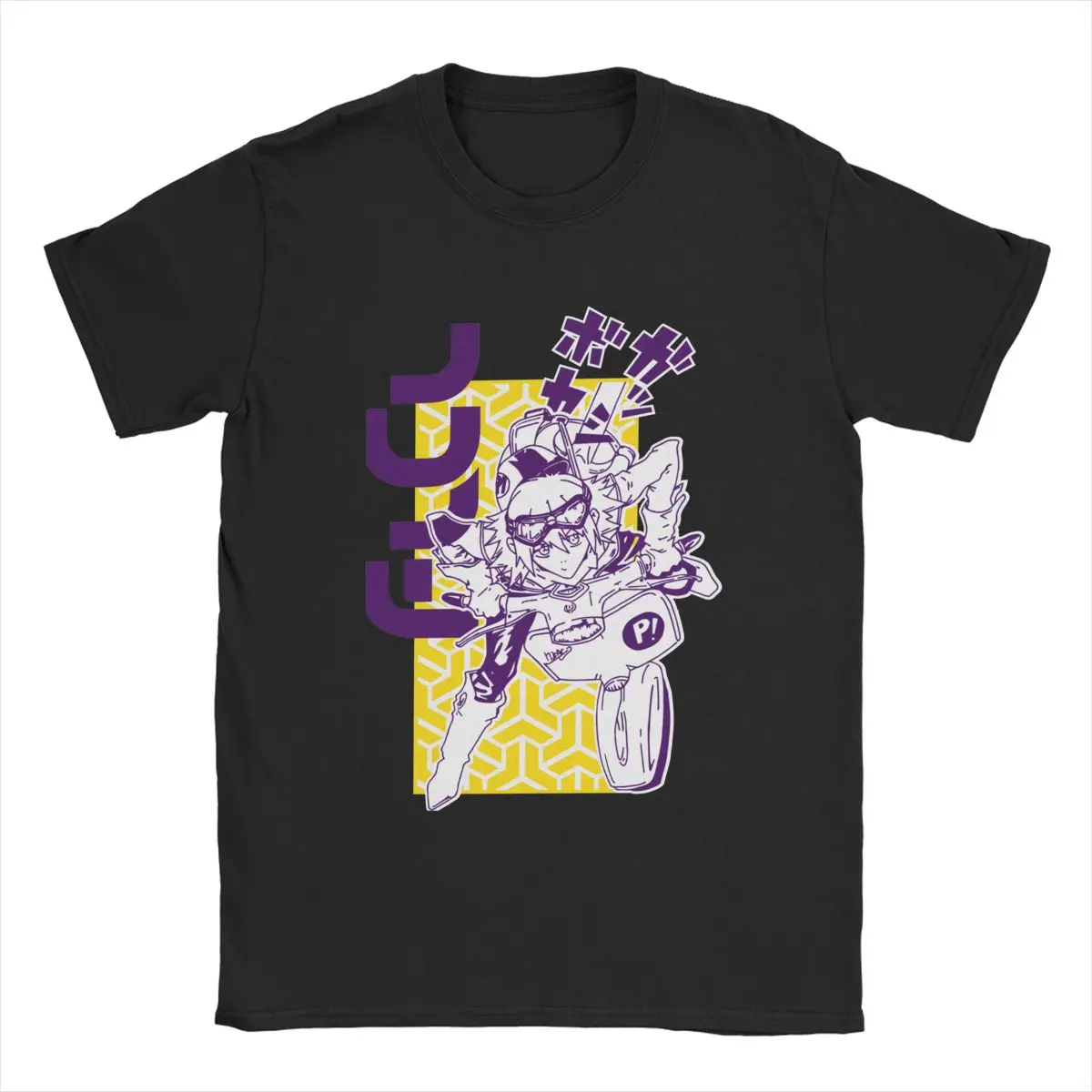 

Men FLCL Fooly Cooly T Shirts Anime Cotton Tops Novelty Short Sleeve O Neck Tee Shirt Party T-Shirts