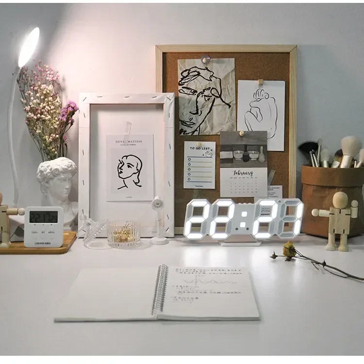 Description Picture 2 of itemInterior Table Clock Watches Wall Table Decoration & Accessories Digital Desk Clock Decor Living Room Bedroom Led Alarm Home