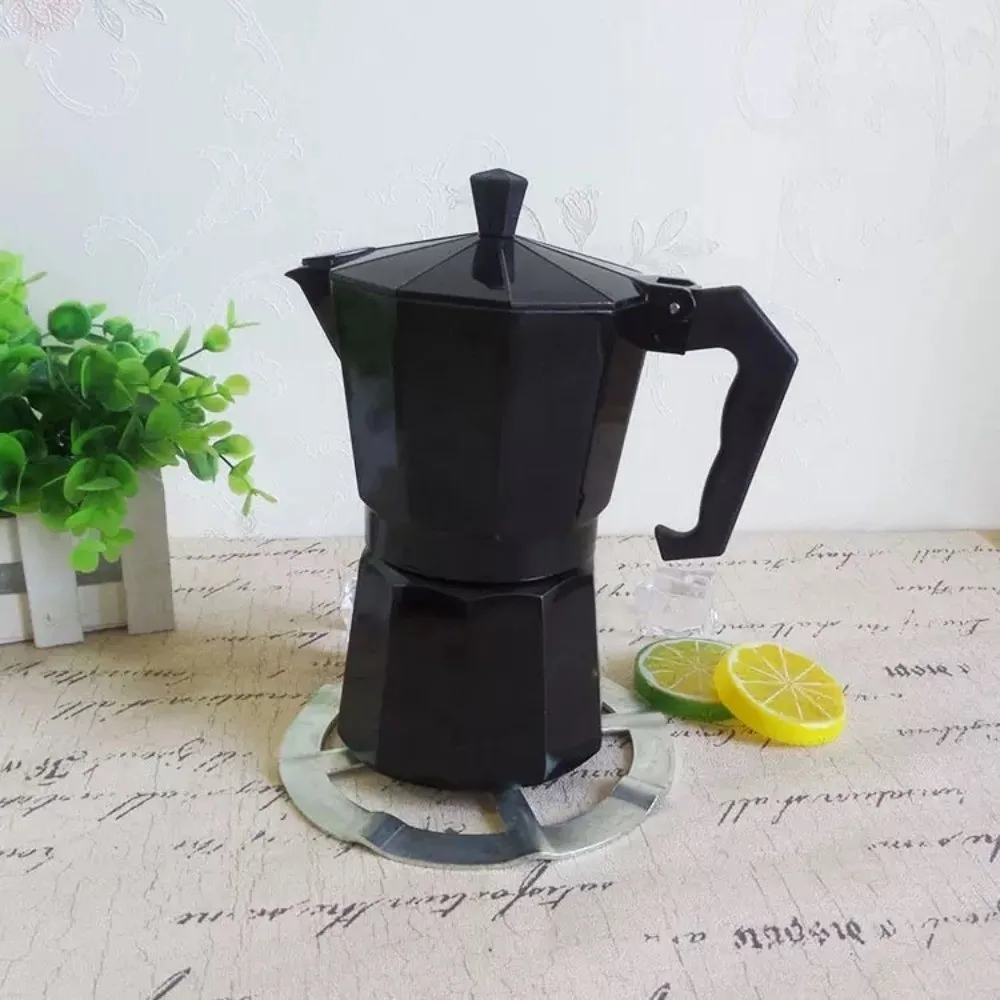 Black Coffee Maker Moka Pot with Handle Octagonal Espresso Coffee Maker Aluminum with Filter Cafe Brewing Tools