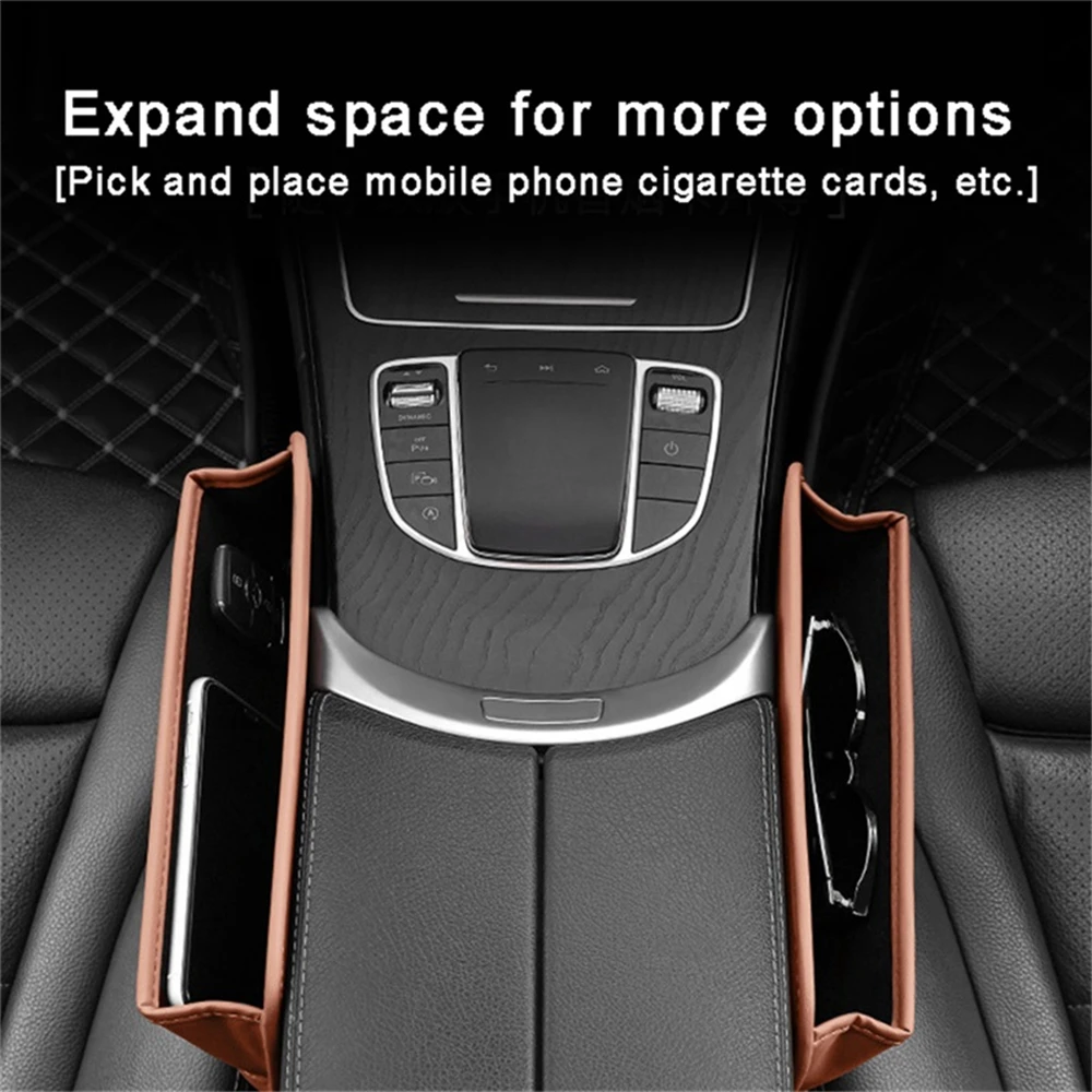 

Car Interior PU Leather Console Side Seat Gap Filler Front Seat Organize Storage Accessories Auto Universal Install Directly