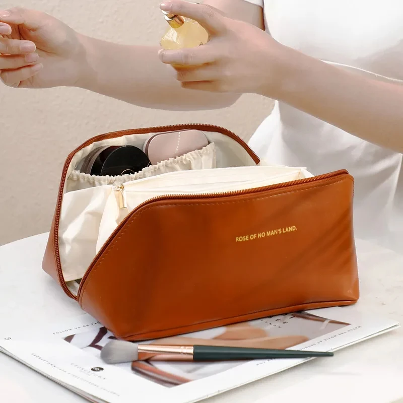 Cosmetic Bag Large Capacity Travel Portable PU Women's Waterproof Bathroom Hand Wash Multi functional
