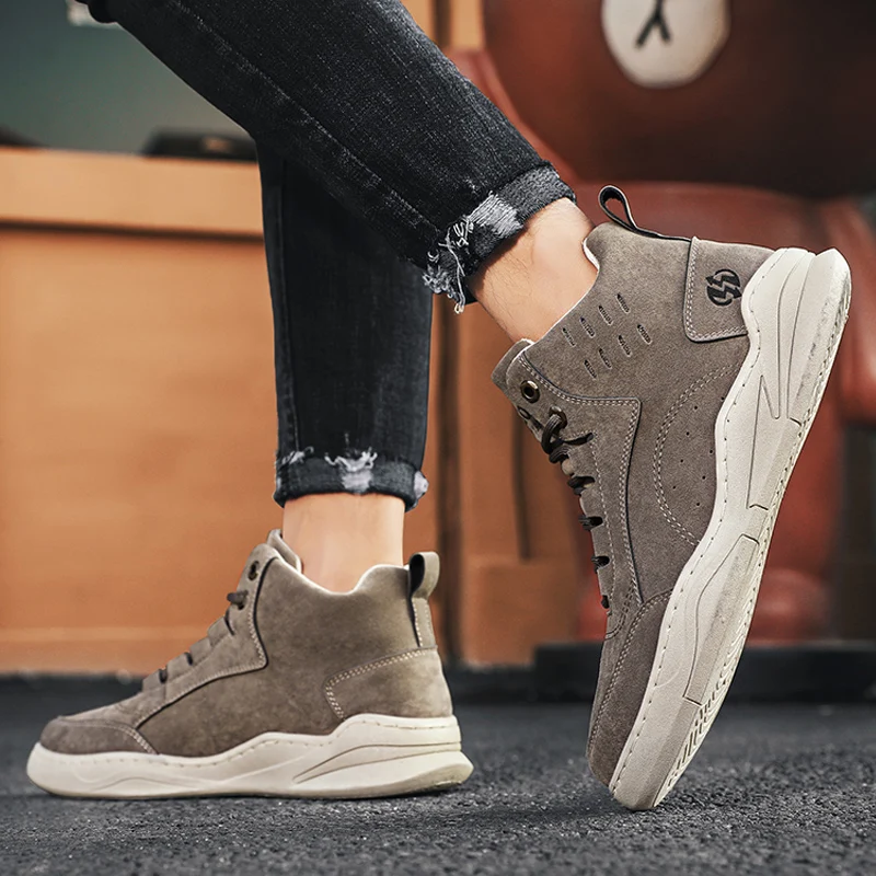 Men Sneakers Outdoor Boots Men Leather Boots Super Warm Winter Fur Suede Leather Snow Boots