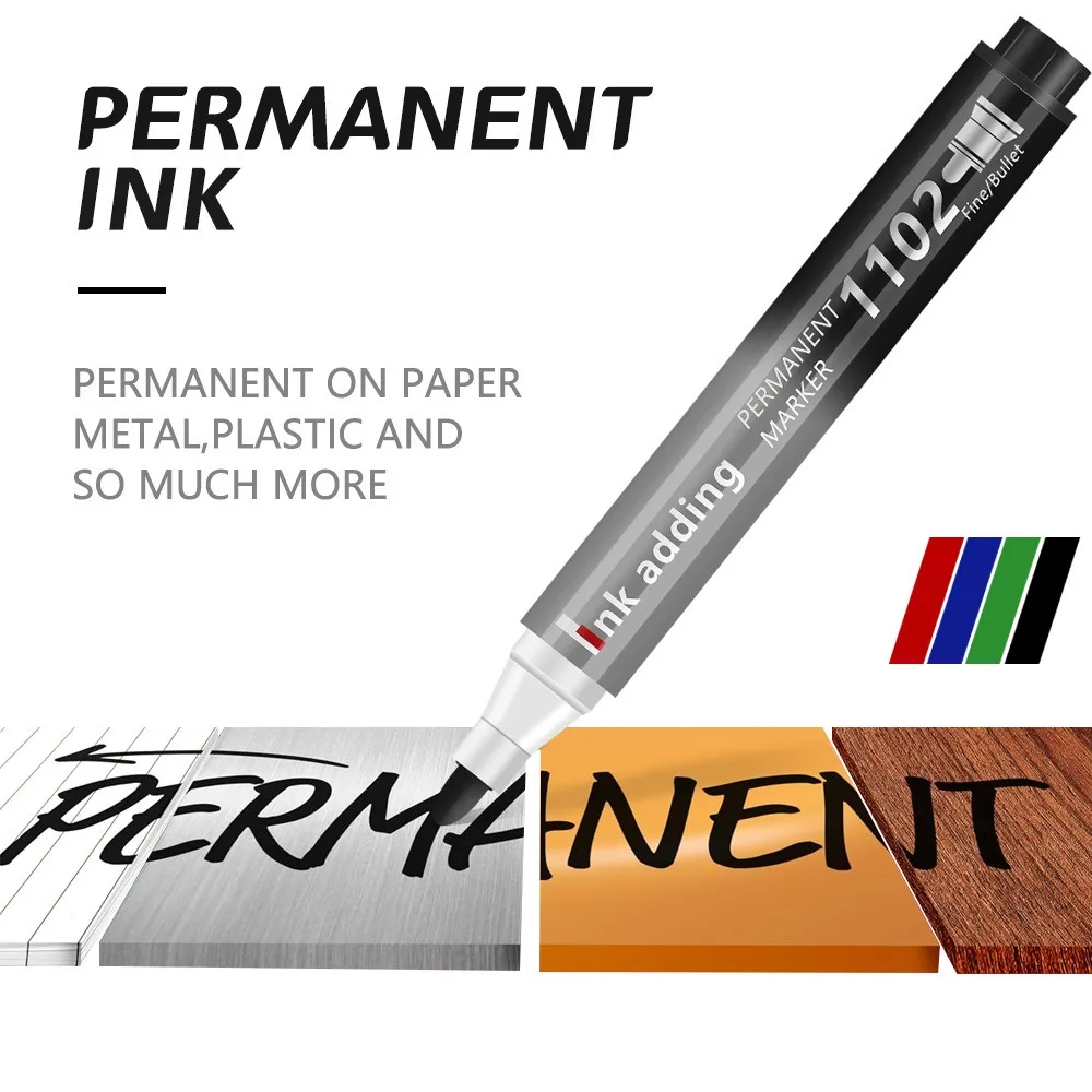 Ink Marker Pens 1/10/100pcs 2mm Red Blue Ink Black Permanent Marker Pens Fine Tip Waterproof Quick Drying Drawing Pens Wood Stone Metal Glass