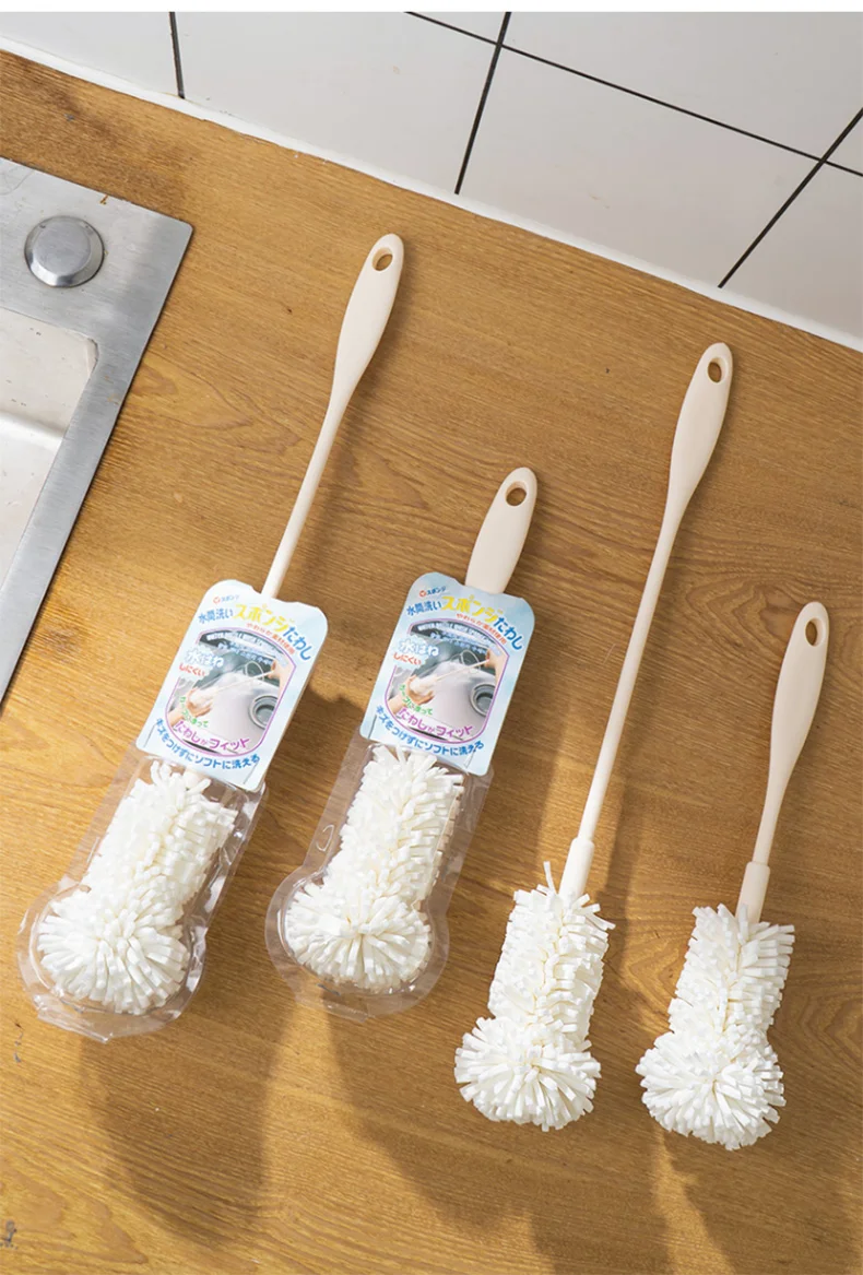 New Kitchen Wine Glass Cleaner Sponge Brush Cup Deep-Clean Reusable Long Handle Non-Scratch For Bottles Scouring Cleaner Tools_voghion.com