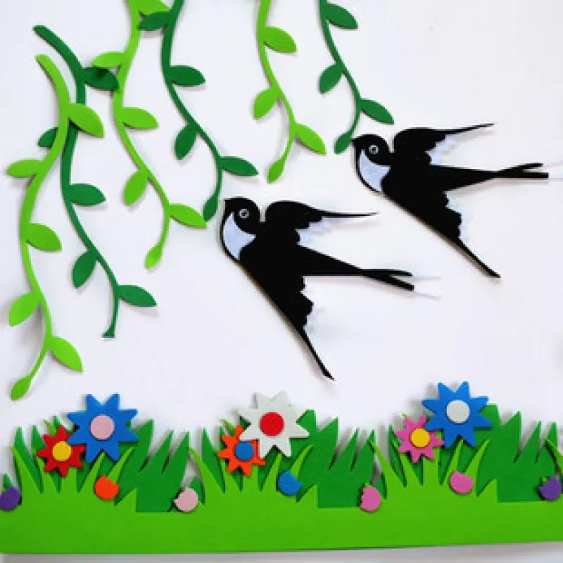 Swallow Wicker Non Woven Felt Fabric Package DIY Kindergarten Bird Wall Paste School Kids Handwork Crafts Newspaper Decoration