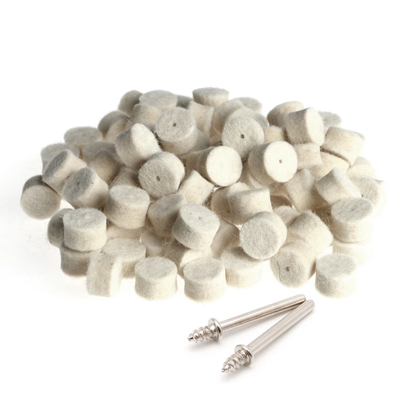 

YYSD 100Pcs Wool Felt Polishing Buffing Pad 13mm + 2 Shank For Grinding Wheel