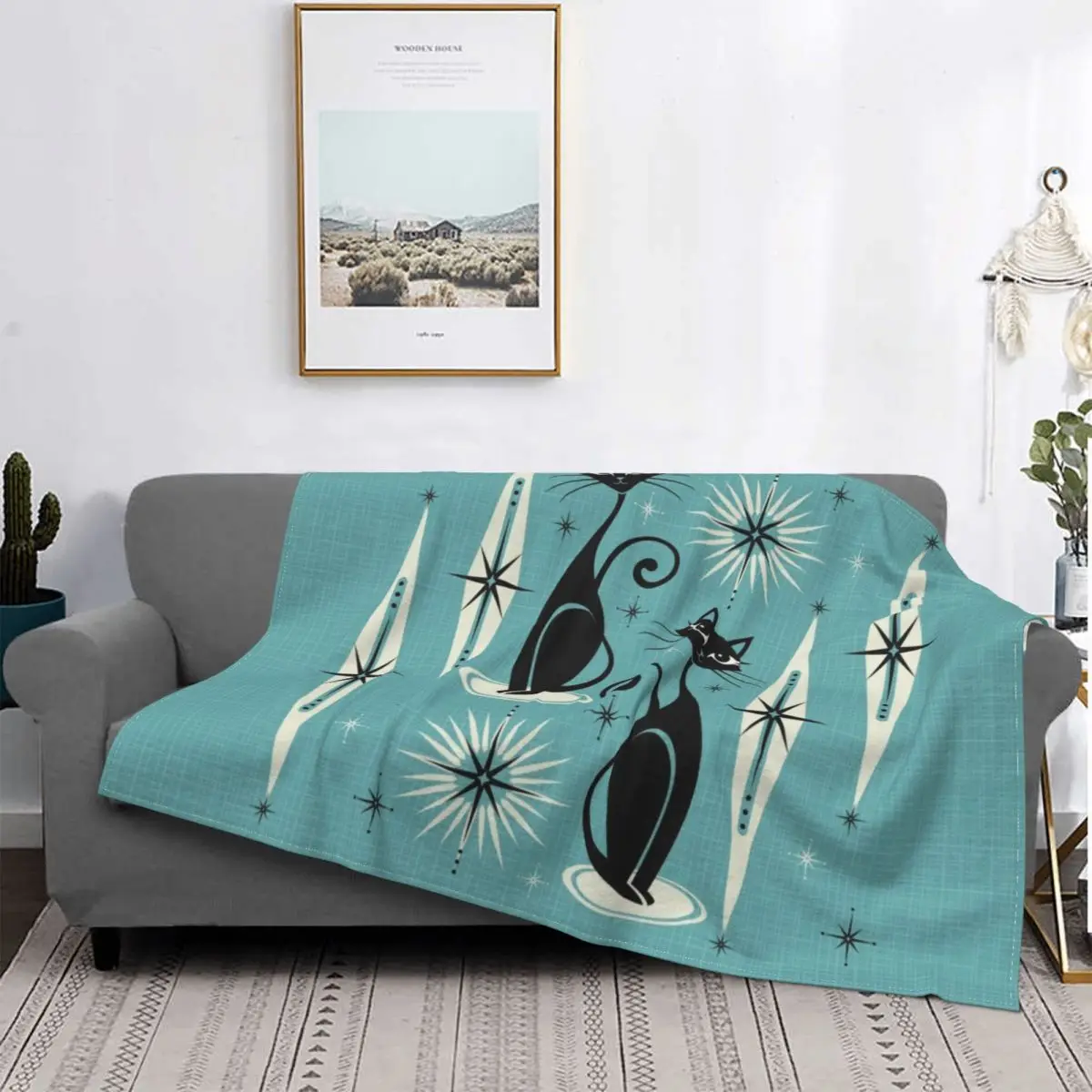 Throw Blanket Warm Flannel Henri Matisse&s Goldfish And A Kitten Paintings Blankets for Bed Car Sofa Bedspreads Fleece Black Cat