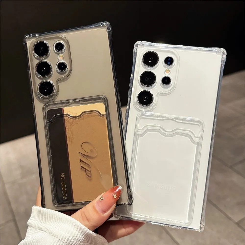 Clear Silicone Shockproof Card Holder Wallet Phone Case