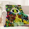 Cartoon B-Ben 10 Cool Green Blanket Plush Nap Sofa rug for Living Room Warm Office Bedroom Birthday Home Travel Kid Gifts 1