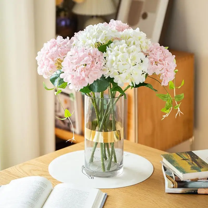 Blauwe Kunstmatige Hortensia Bloemen Real Touch Groene Kunstmatige Hortensia Takken Decoratie Bruidsboeket Bloemstuk