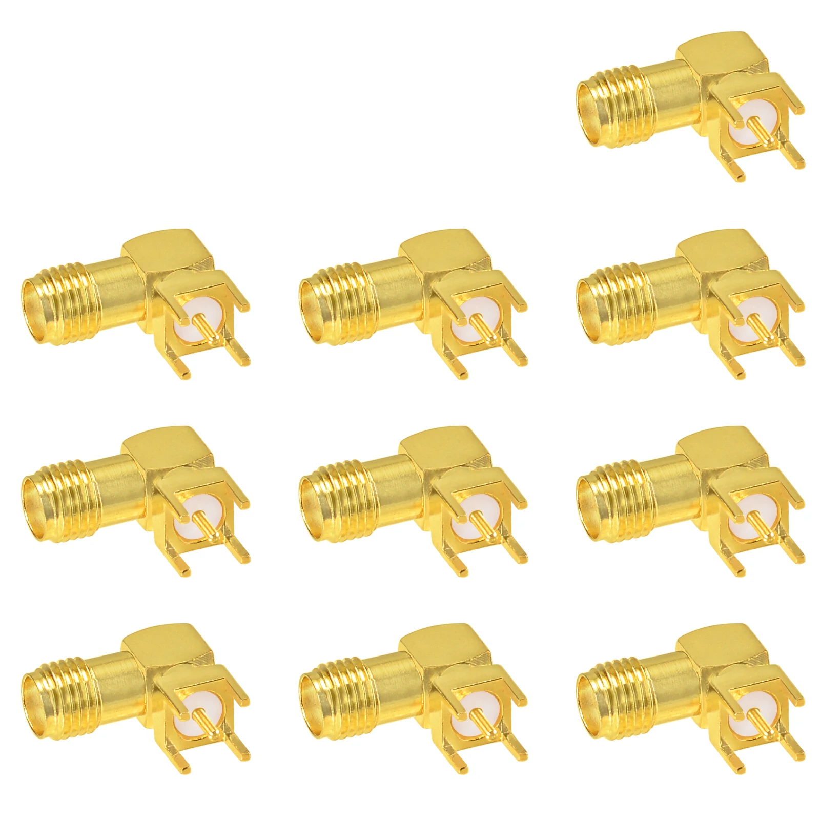 SMA Female Right Angle RF Coaxial Connector for PCB Mount
