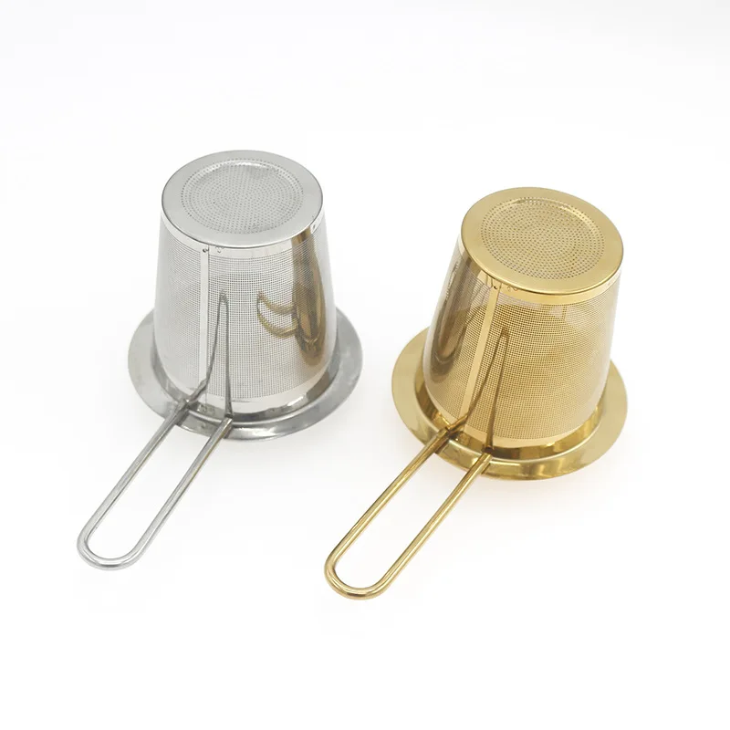 Mesh Tea Infuser Reusable Tea Strainer Teapot Stainless Steel Loose Leaf Spice Filter Folding Handle Drinkware Kitchen Tools tea infuser