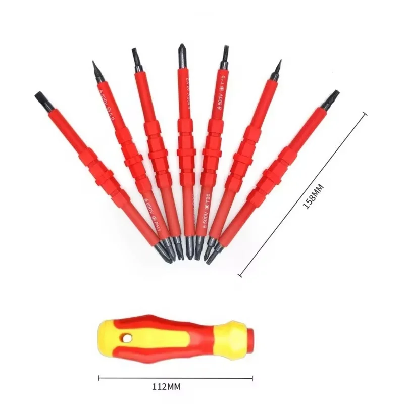 Professional Electrician's Screwdriver Kit with Insulated Handles, Magnetic Tips, and High Safety Rating