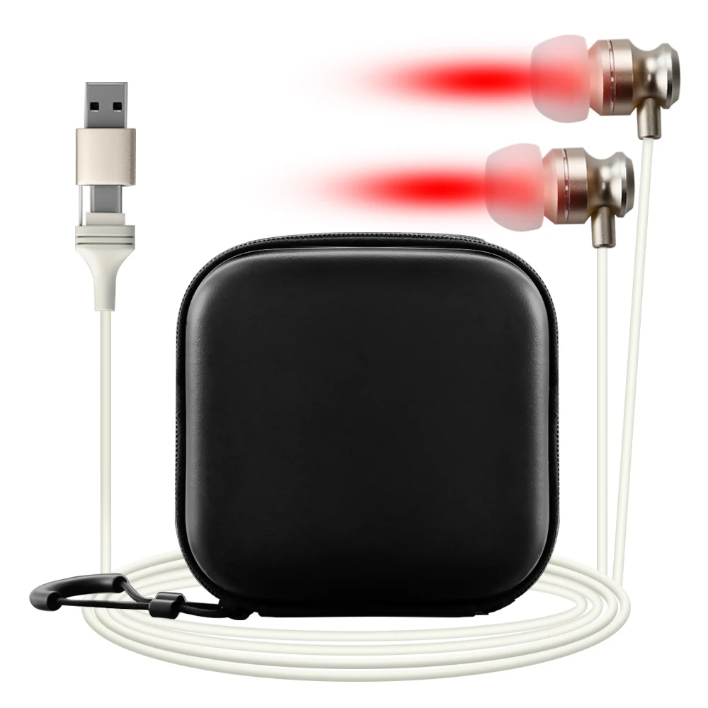 Tinnitus Ear Laser Therapy Portable Otitis Media Deafness Tinnitus Physiotherapy Relief Device 650nm Red Light LLLT Ear Canal