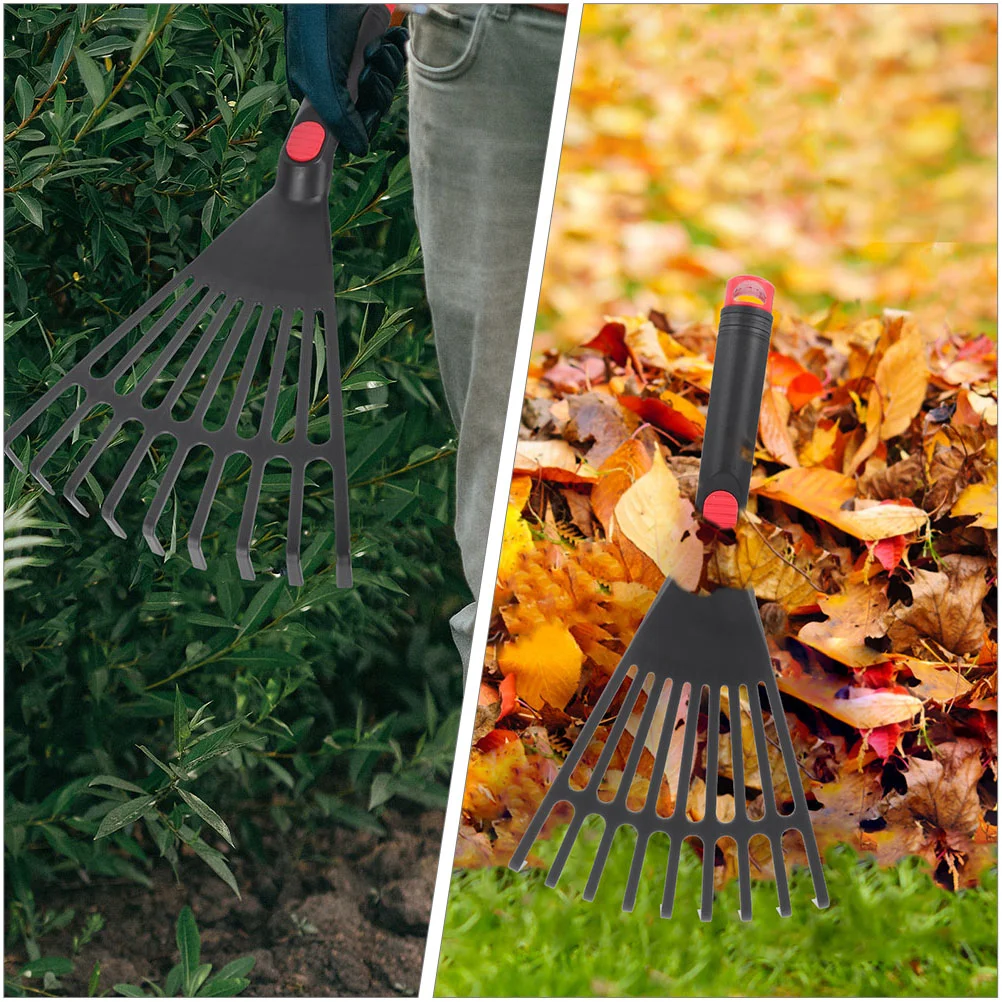 Hand Garden Rake Smooth Surface Comfortable Handle Easy Use Strong Sturdy Leaf Removing Flower Bed Yard Work Outdoor Cleaning