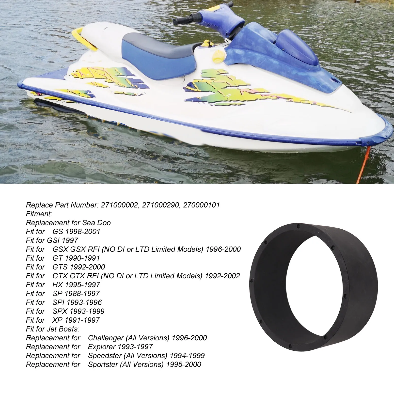 140mm/5.51in Wear Ring Jet Pump Wear Ring Replacement For Sea Doo GS GSI GT GTS GTX HX SP SPI SPX XP 271000002