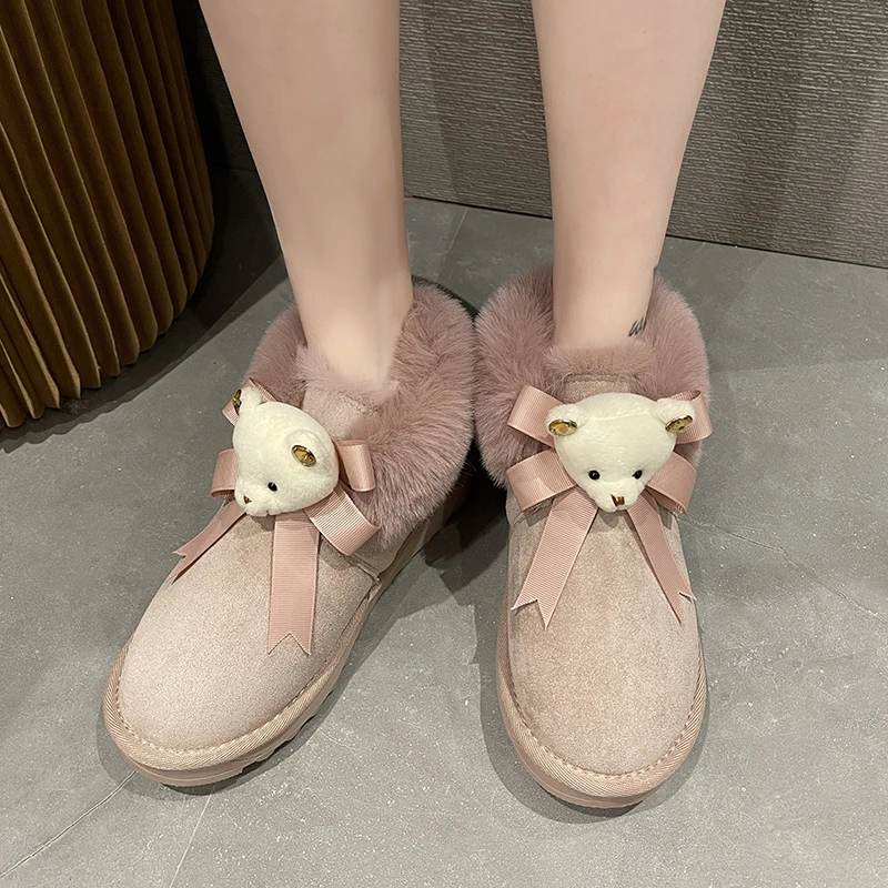 

Женские ботинки, новинка зимы 2022, стильная элегантная теплая хлопковая обувь, обувь на плоской толстой подошве с круглым носком, женская обувь