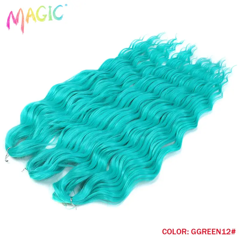 Anna Synthetic Hair 24 Inch Water Wave Braiding Hair Extensions Ombre Blonde Deep Wave Afro Curl Twist Crochet Hair for Women - Image 88