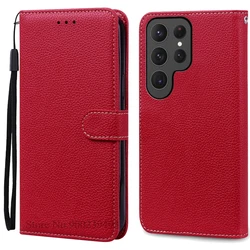 Leather Wallet Flip Case | Luxurious Book Cover Coque s for Samsung S25Ultra (Dark Red)
