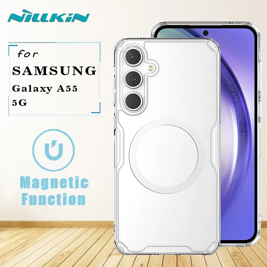 

Для Samsung Galaxy A55 5G Магнитный чехол Nillkin Ультра Прозрачный и тонкий ТПУ чехол Защита для камеры задняя крышка для Galaxy A55 5G