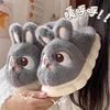 New Women's Fluffy Cartoon Rabbit Cotton Slippers for Winter Indoor Bedroom Slides Kawaii Bunny Ear House Memory Foam Slippers 2