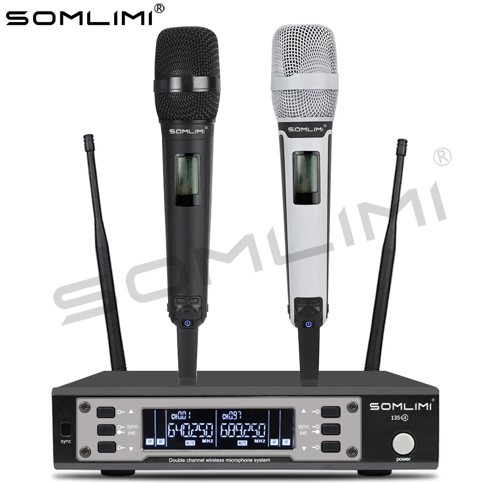 

EW-135-G4 Original SOMLIMI-K2 Karaoke Stage Performance Wedding Home KTV Party Professional 2channel Wireless Microphone System