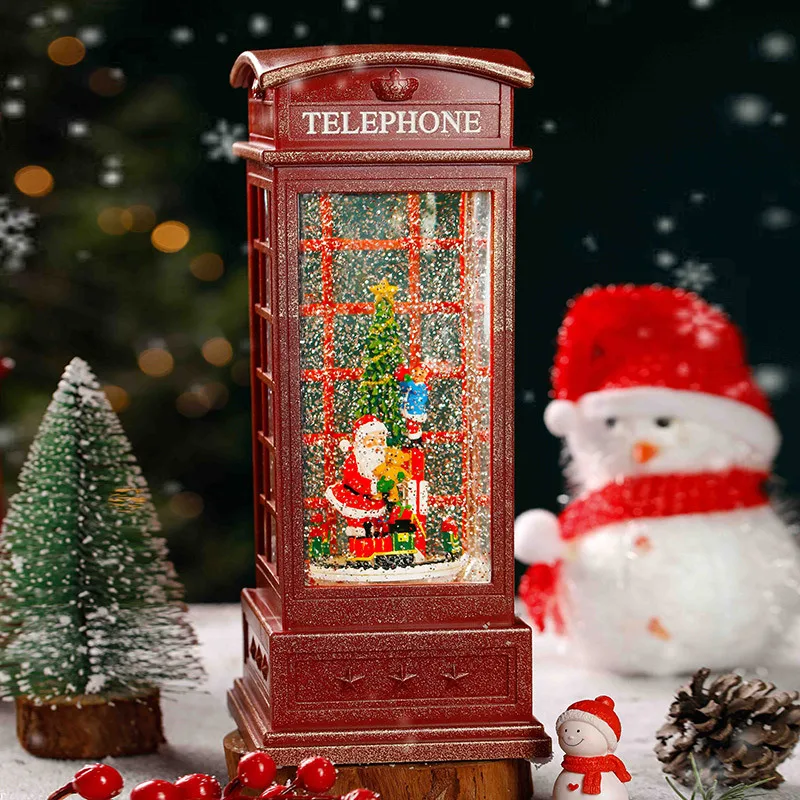 Christmas Carousel Old Man Tree Phone Booth Music Box Crystal Ball Octave Box Drifting Snow Children's Birthday New Year Gift 3