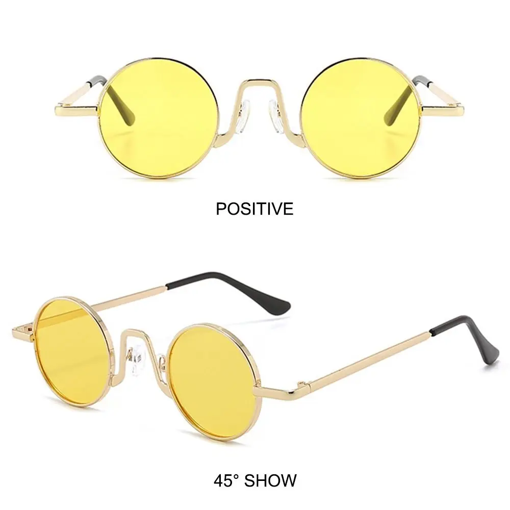 Kleine runde sonnenbrille mode uv400 schutz punk bunte kreis schirme hippie sonnenbrille für frauen männer retro brillen – Detail 14