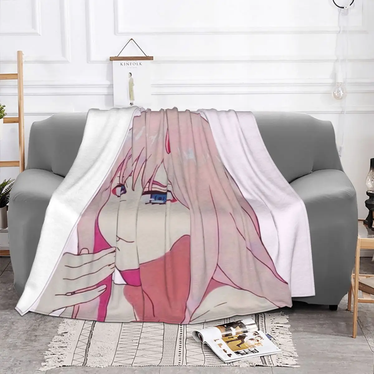 

Zero Two Darling In The Franxx Blankets Flannel Summer Manga Ultra-Soft Throw Blanket for Sofa Outdoor Plush Thin Quilt