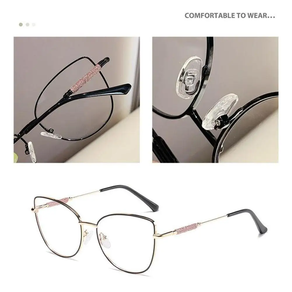 

Очки кошачий глаз в металлической оправе, модные женские компьютерные очки, кошачий глаз, для чтения, с блокировкой света, голубые очки Anti Gl S6E7