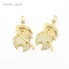 10Pcs Gold Color Death Invisible Setting Metal Cubic Zirconia Jewelry Copper Wholesale Pendant PM53084 2