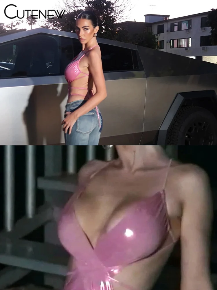 Body brillante para mujer, sexy, con vendaje cruzado, sin cintura ni espalda, ajustado, para mujer, atractivo, liso, para salir de noche o discoteca.