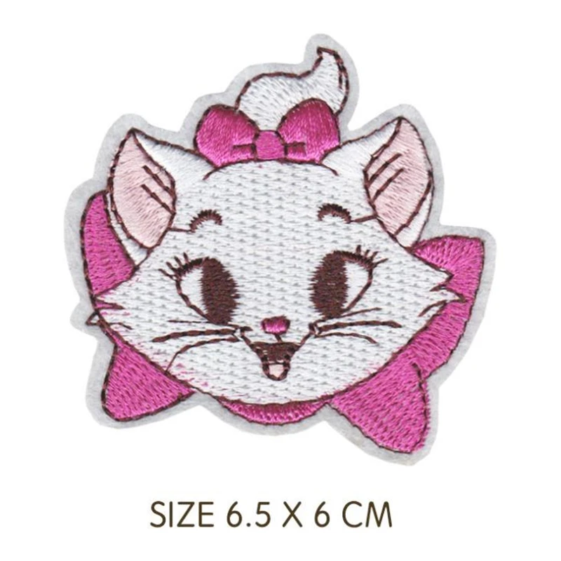 Cartoon animal White Cat kawaii dog Patches for Clothing Iron on Embroidered Patch Punk Motif Applique Stickers on Clothe